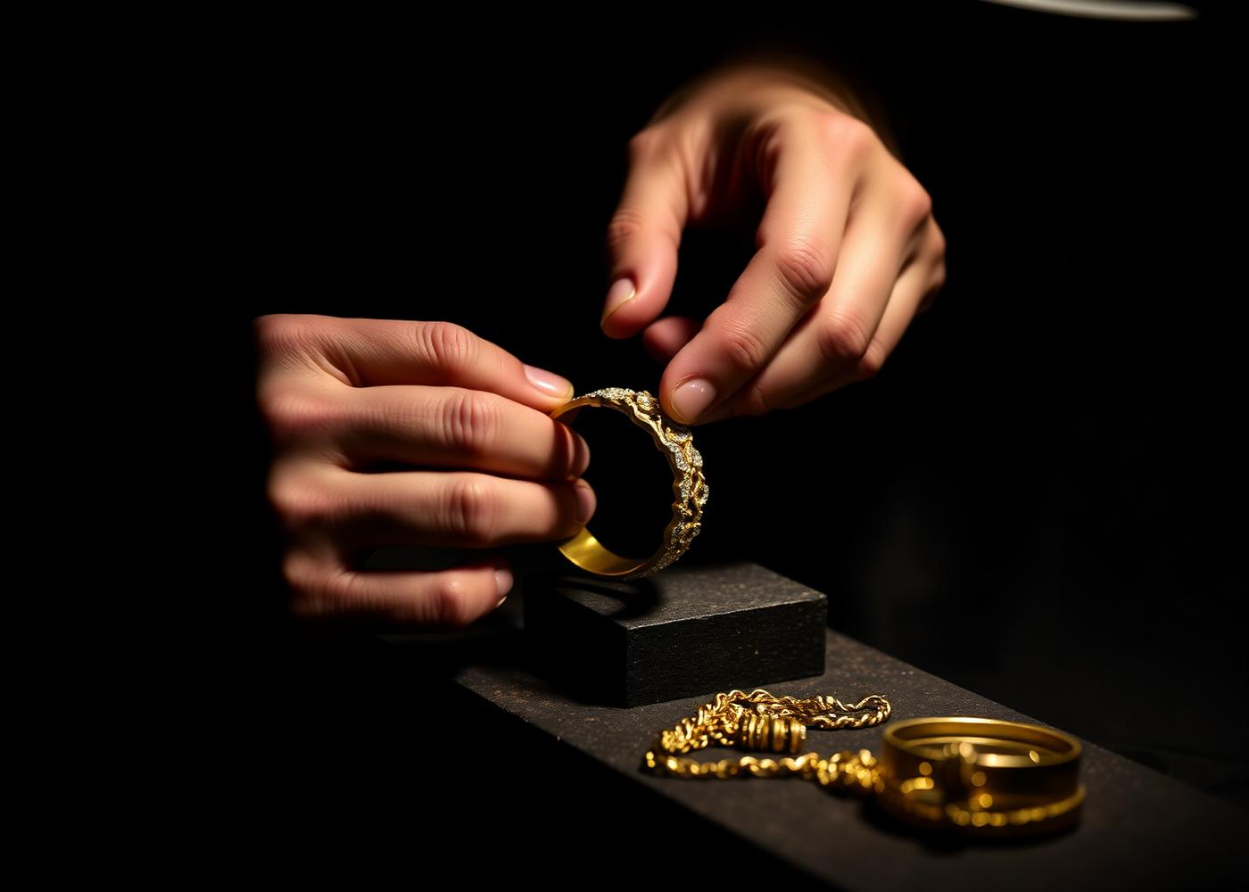 Jewellery artisan at work in the Arunaivelan studio